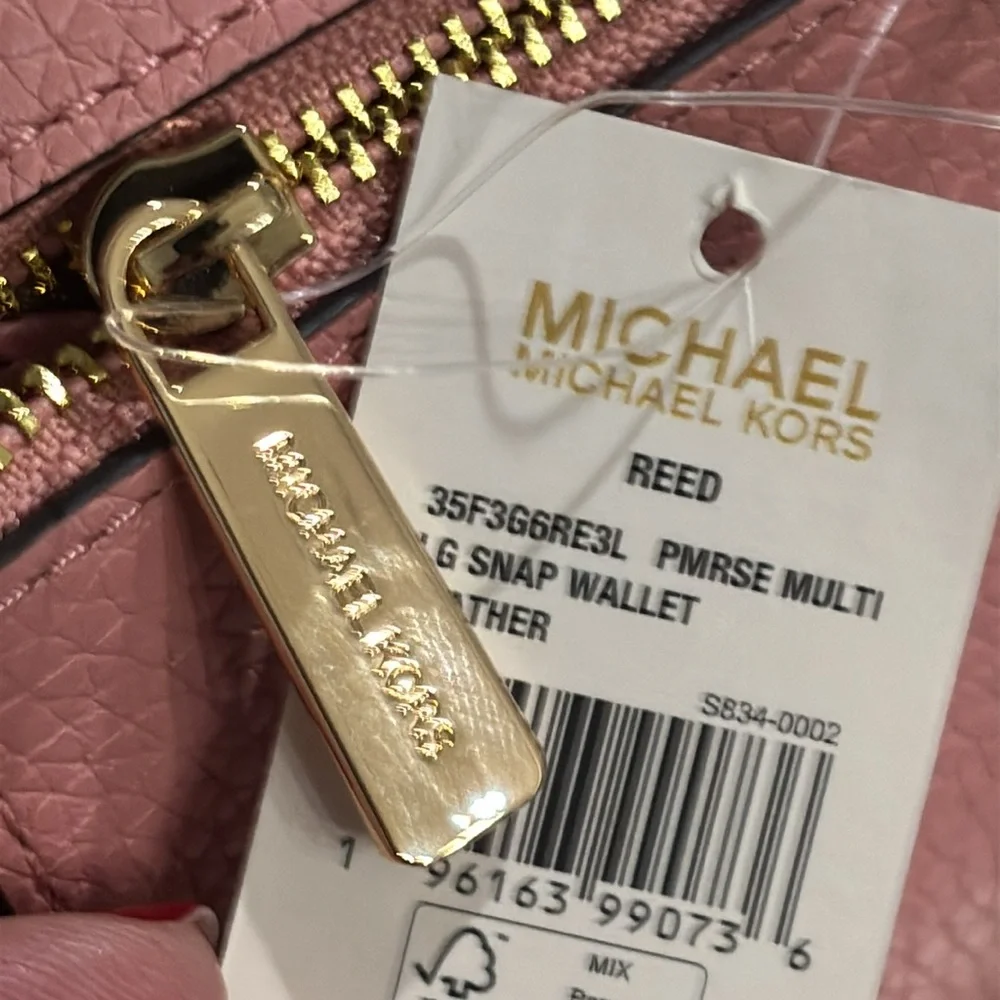 NWT MICHAEL KORS Reed Large Snap Wallet – Primrose (Two-Tone Pink)
